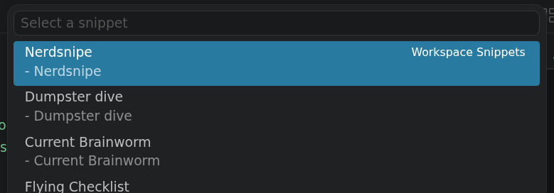 The auto-generated snippets in editor.