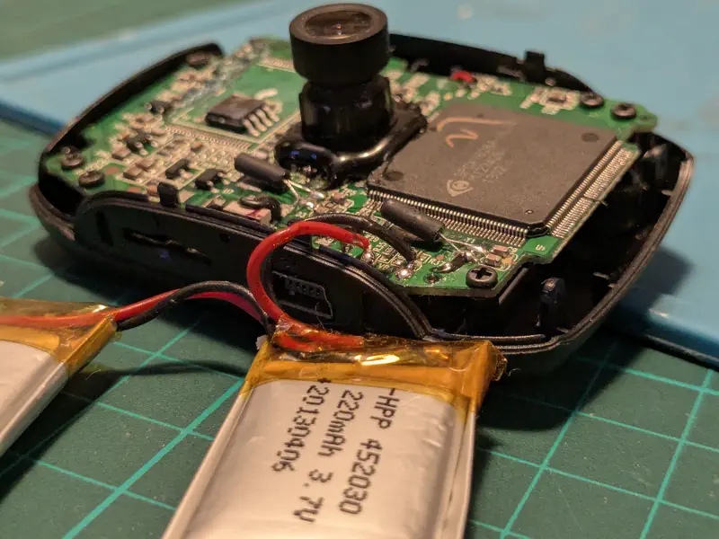Batteries are soldered in parallel on the board.