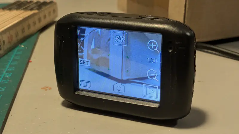 The camera fully charged and ready to record.