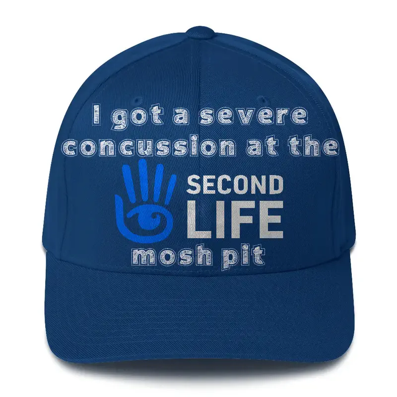 Cap with text: I got a severe concussion at the second life mosh pit.