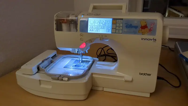 An old consumer-grade embroidery machine.