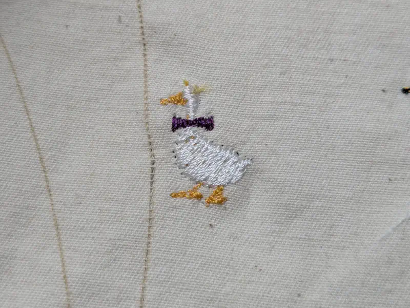 A successfully embroidered goose.